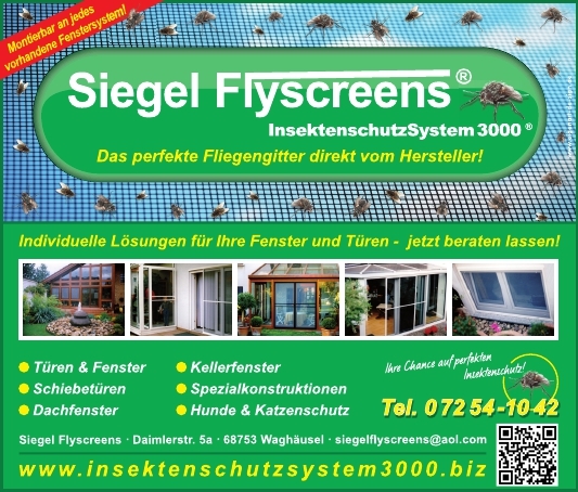 Siegel Flyscreens Inserrat Beispiel